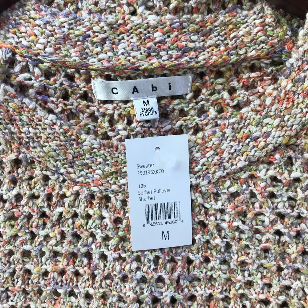 CAbi Sherbet Multi Color Pullover Knit Top XS M - Picture 6 of 8